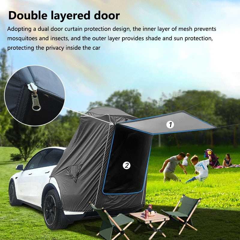 For Tesla Model Y Tailgate Sunshade And Rain Awning Tent Anti-Tear & Waterproof & Mosquito Proof Camping Tent Tesla Accessories