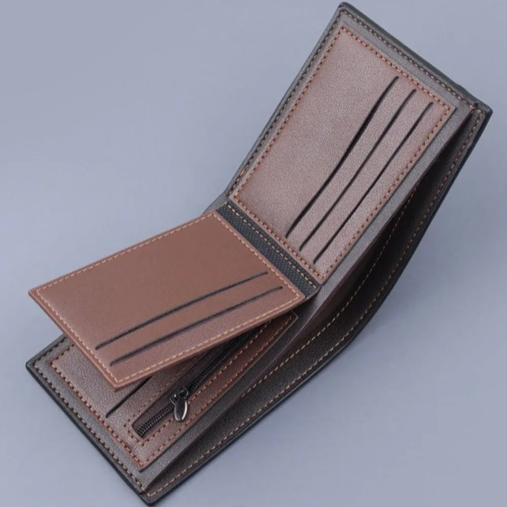 PU Leather Business Short Wallet Large Capacity Two-fold Design Men Card Wallet RFID Protection Coin Purse