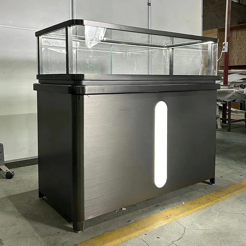 custom.Customized Luxury Jade Jadeite Glass Boutique Cabinets Stainless Steel Jewelry Display Cabinets in Shopping Malls
