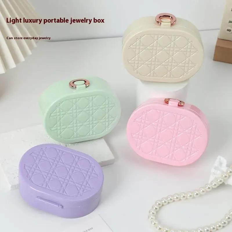 

Mini Jewelry Storage Box Portable Jewelry Organizer Display Case Leather Earrings Necklace Storage Case Women Girl Gift