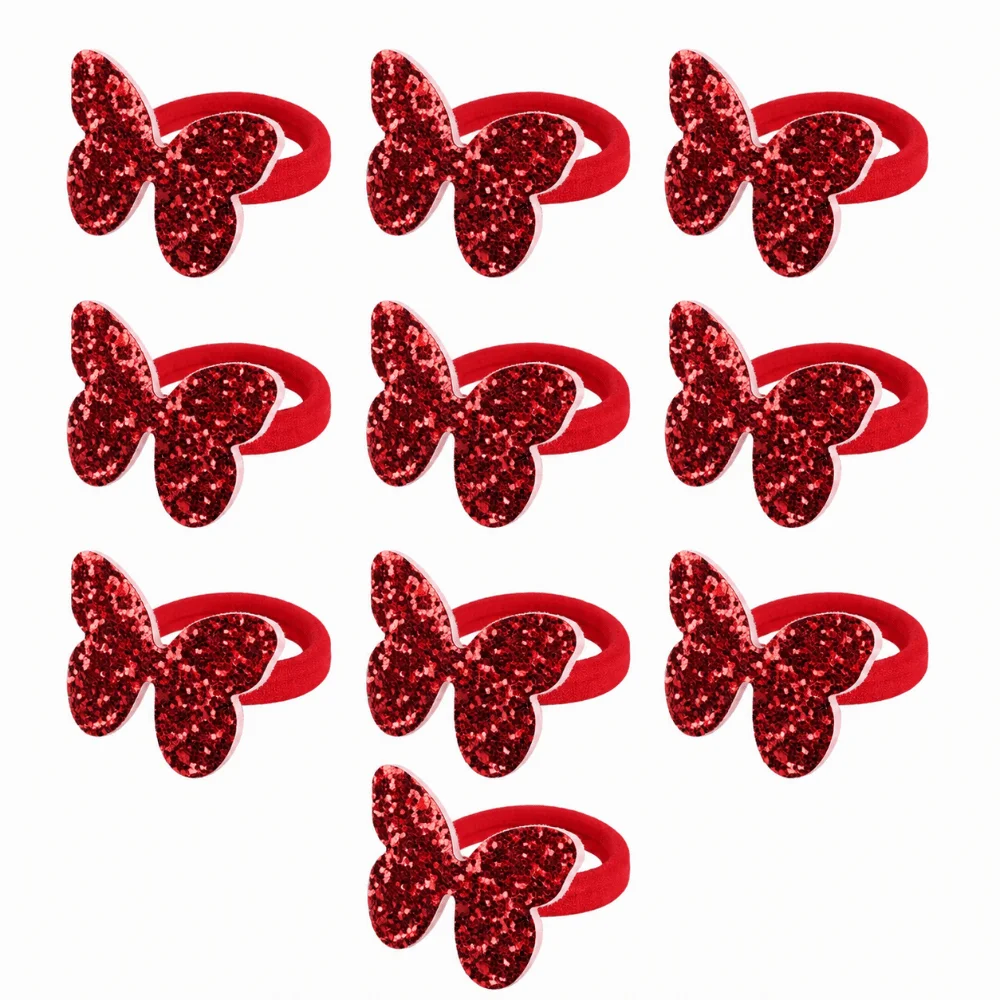 

10pcs Butterfly Children Hair Loop Set Glitter Sequin Baby No Harm Hair Rubber Bands Rope Scrunchie High Elastic Ponytail Holder