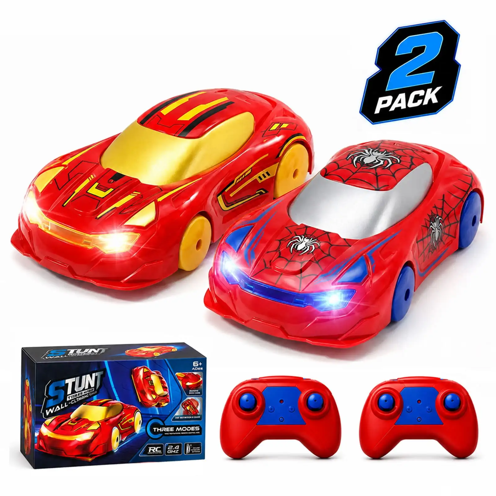 Remote Control Wall Climbing Car 360° Rotating Stunt RC Car with LED Lights USB Rechargeable Anti Gravity Racing Toy for Kids