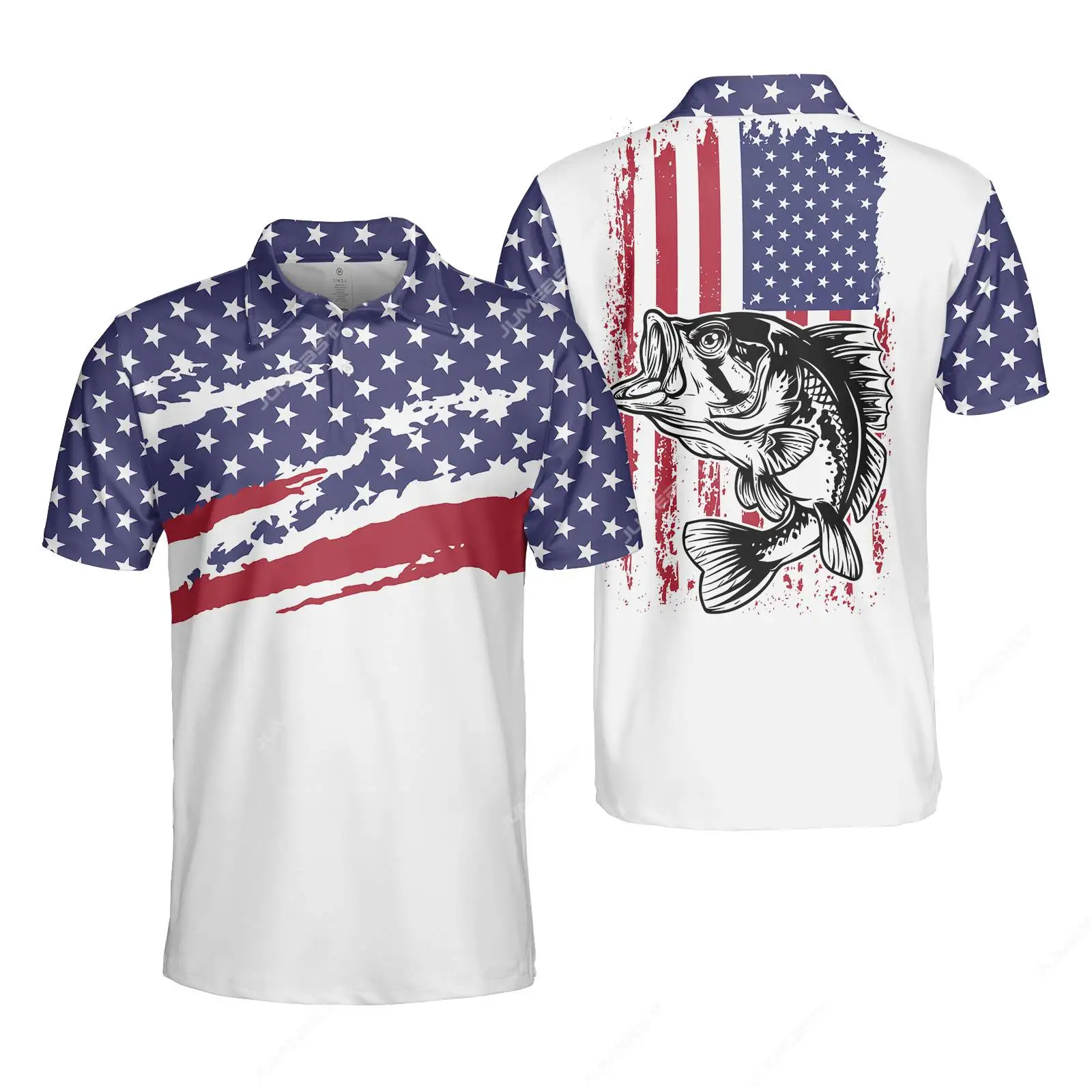 Jumeast Carp Fishing American Flag Black Polo Shirt For Men Fishmen T-shirts Fish Hunting Vintage Clothes Husband Gift New Tops