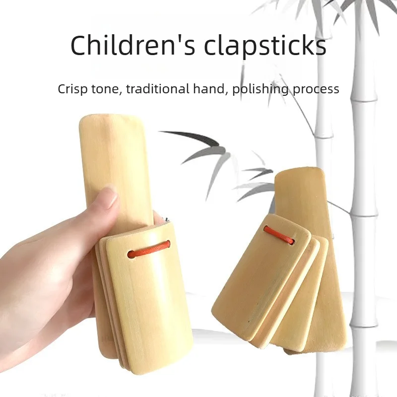 Kids Natural Bamboo Castanets Mini Allegro Clappers Cartoon Performance Props For Crosstalk Talent Show Party Holiday Gift