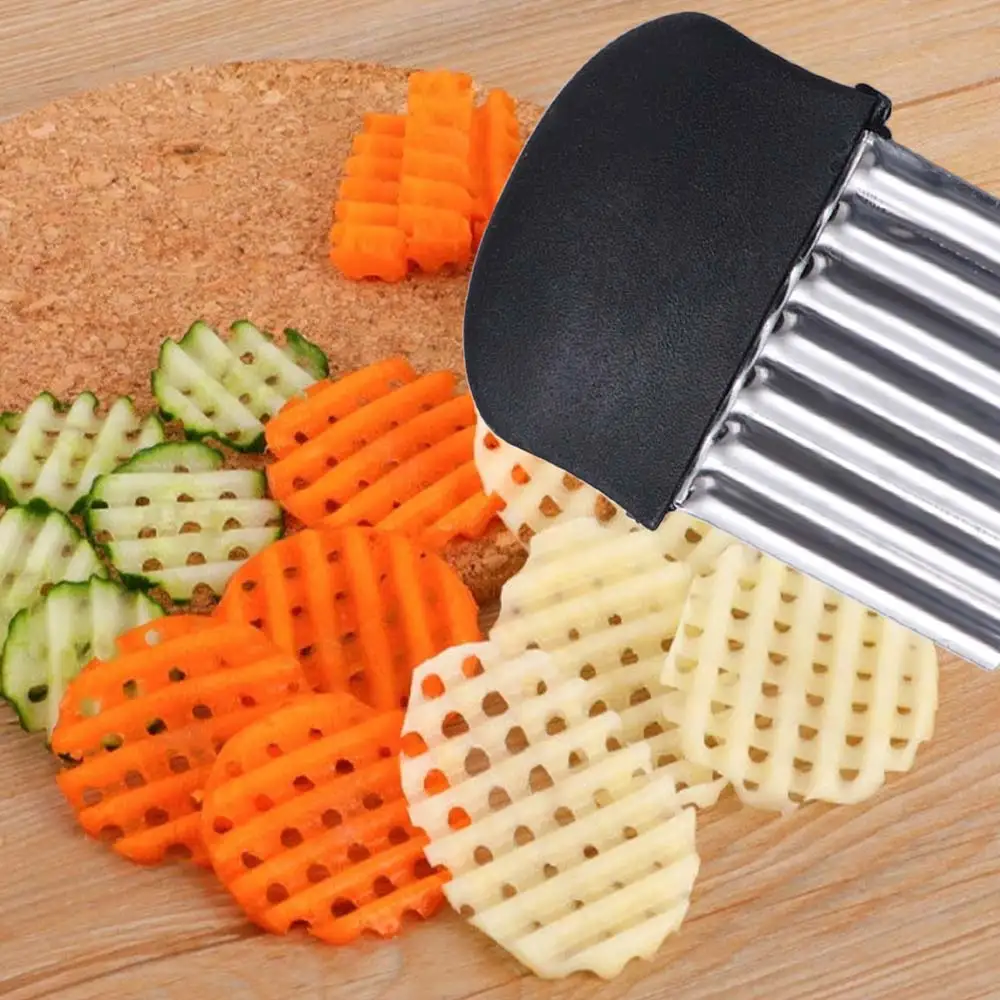 Time Saving Stainless Steel Potato Chip Slicer Thickened Multi-Functional Wavy Chopper Corrugated Crinkle Cutter Kitchen