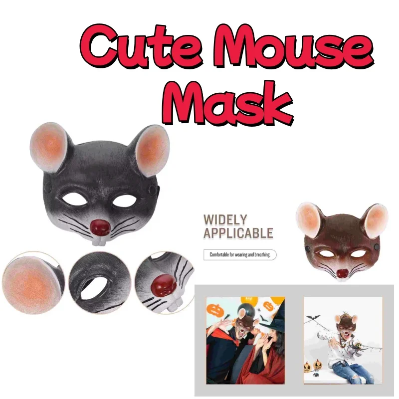 

Mouse Animal Masks Halloween Cosplay Mask Party Props Foam Rat Face Half Face Cover Props Costumes AccessoriesCartoon Rat Animal