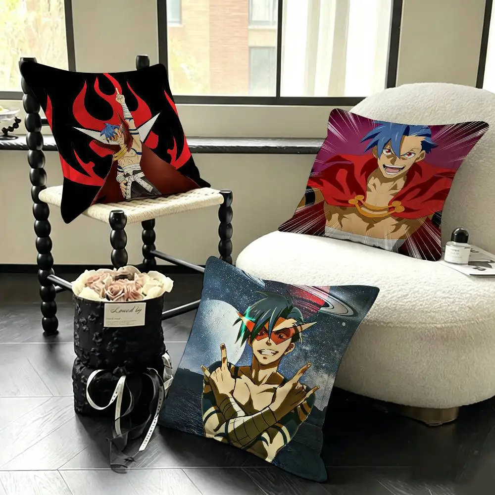 G-Gurren Lagann Kamina Various Sizes Square Pillow Case For Car Home Bedchamber Decor