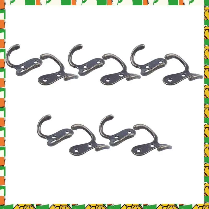 

Professional Tool 10 X Screw Hook Retro Metal Double Hook Metal Wall Mount Hanger Coat Antique Bronze For Hats
