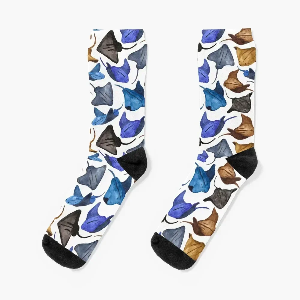 Manta Rays - Ocean Watercolor Illustrations Socks Non-slip anti-slip Socks Men Women's