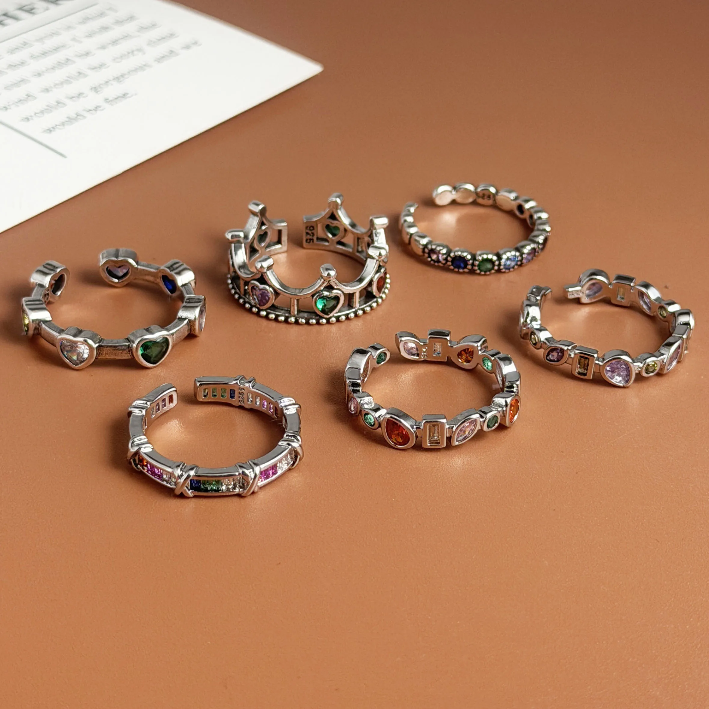 BF CLUB 925 Sterling Silver Ring For Women Jewelry Retro Crown Shape Open Vintage Handmade Ring Allergy For Party Birthday Gift
