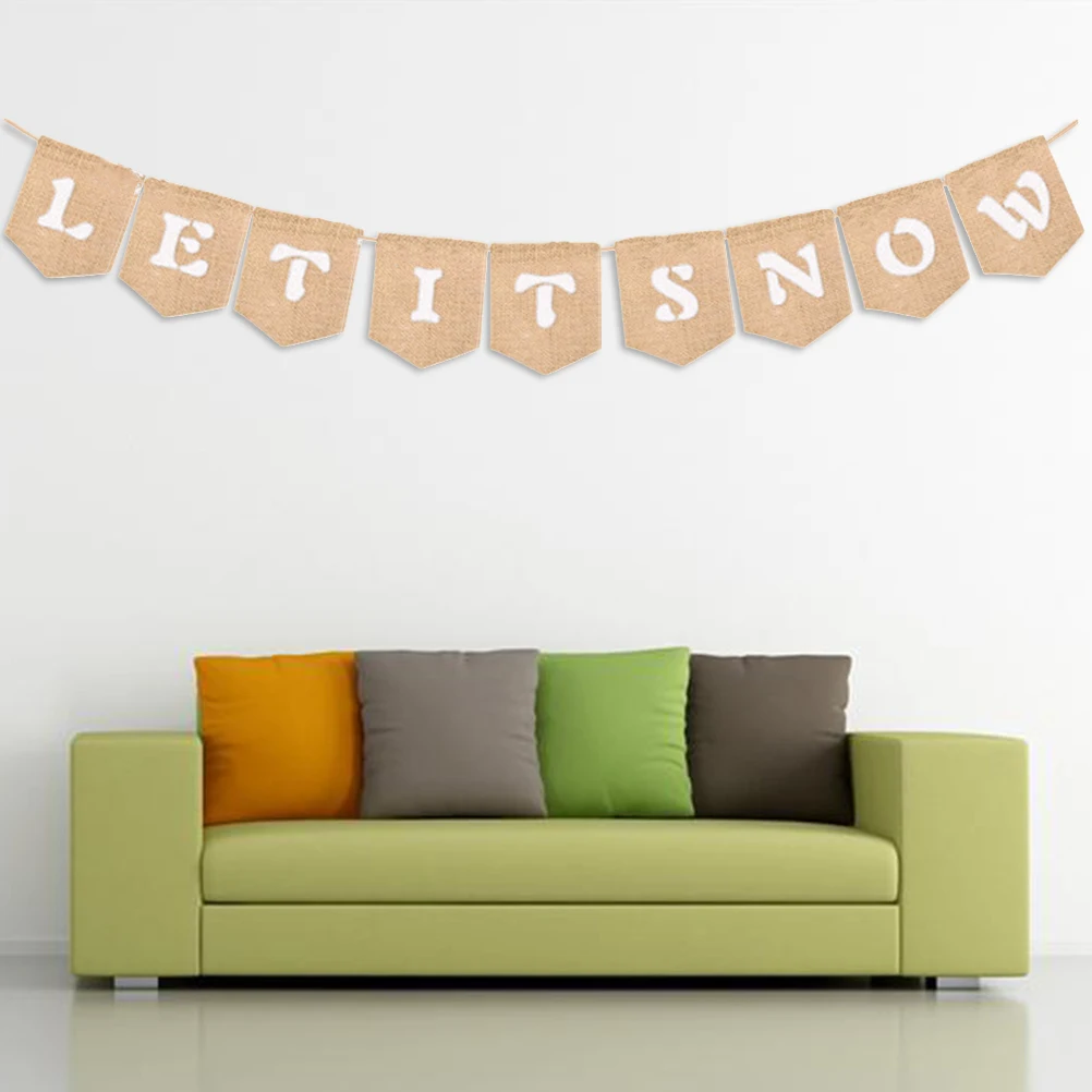 

Christmas Decoration Party Hanging Flag Winter Bunting Banner Holiday Decorate Let It Snow