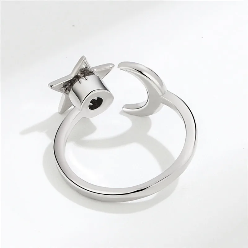 Luxury Rose Flower Rotating Anxiety Ring For Women Spinner Fidgets Heart Charm Adjustable Open Rings Star Moon Bague Anti Stress image 6