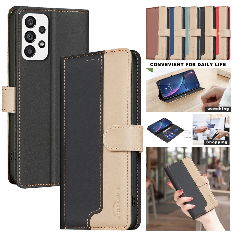 

Cover Phone Case For Samsung Galaxy A13 A23 4G A33 A53 A73 5G M13 M23 SMA137 Wallet Skin Friendly Magnetic Flip Leather Cases