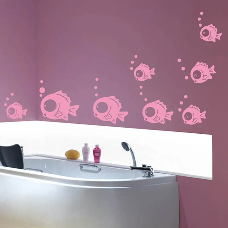 Cute Cartoon Fish Wall Decal, Ocean Animal Bubble Sticker for Kids Room Nursery, Self-Adhesive Vinyl Home Decor Art for Children