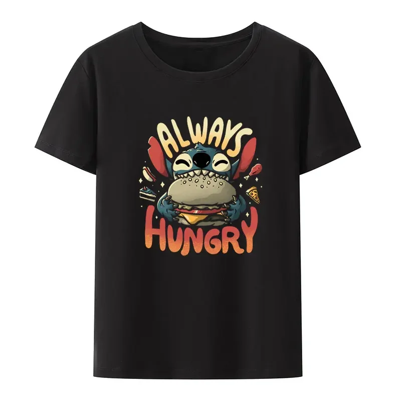 Funny Always Hungry Foodie Cartoon Gift T Shirt Men Women Short-sleev Comfortable Loose Breathable Tops Humor Style Streetwear