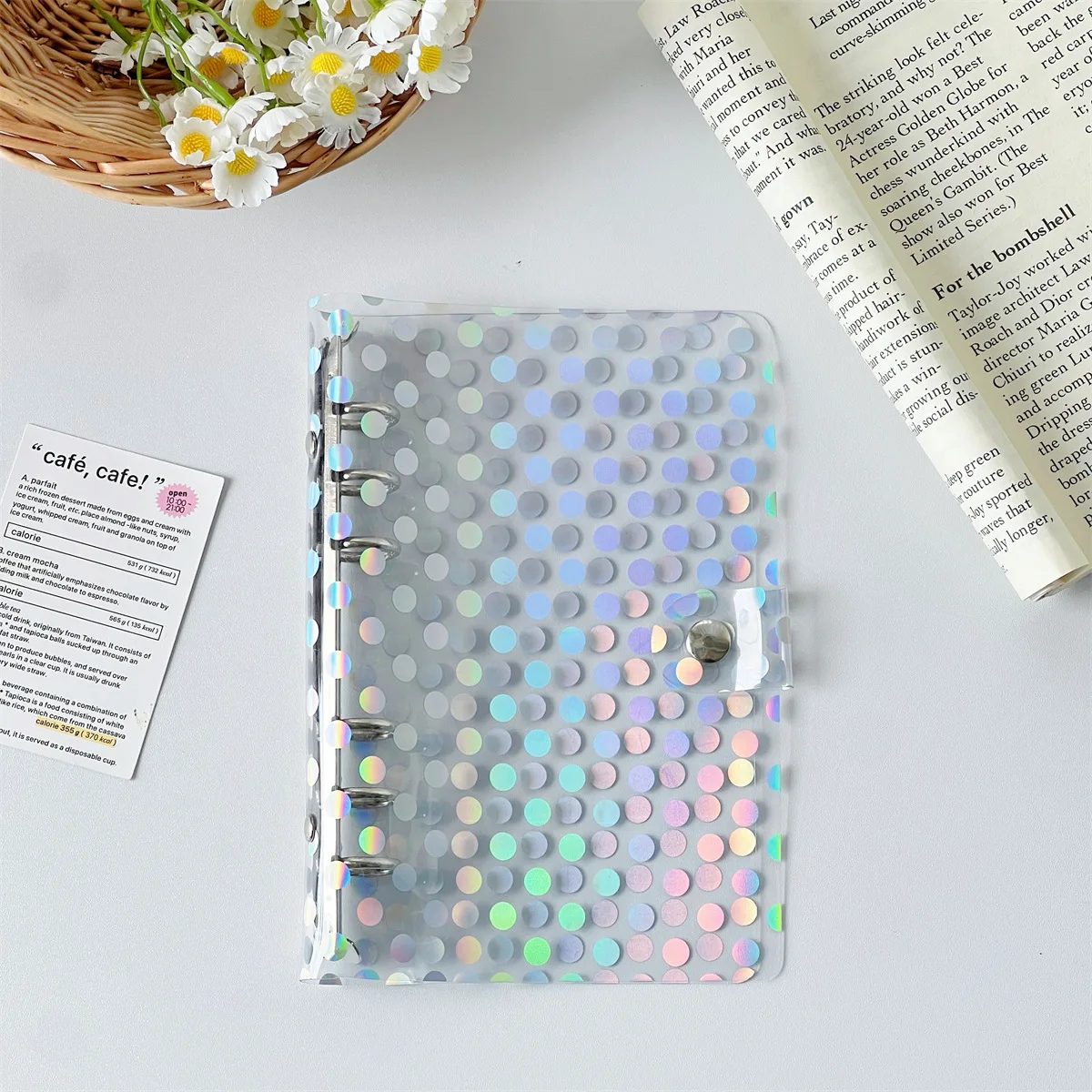 A6  dazzlin Soft PVC Notebook Binder, Refillable Paper PVC Binder, Clear Soft PVC Notebook Cover, Loose Leaf Personal Planner