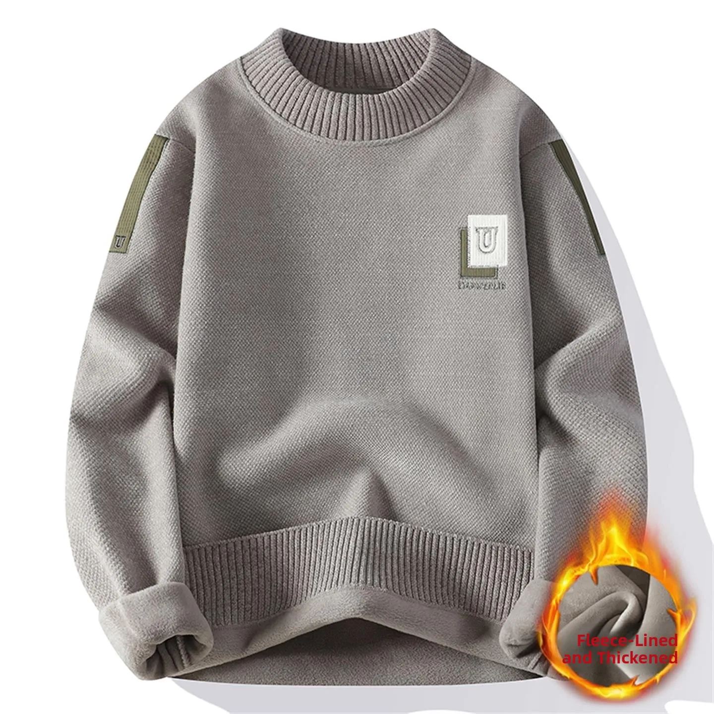 

Thiened Fce на подкладке круглый мужской свитер Winter Faion теплый топ Long Sve Urban Sle вязаная повседневная одежда