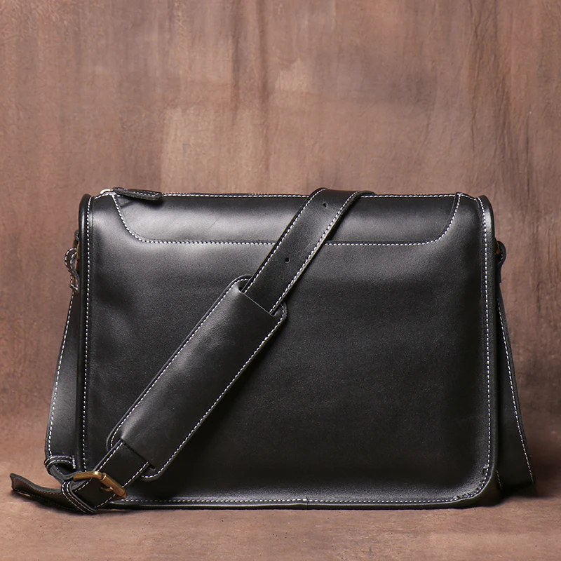 LUOKIR – sac à bandoulière Vintage en cuir véritable pour hommes, sacoche pour Ipad 12.9 pouces, Simple et décontractée