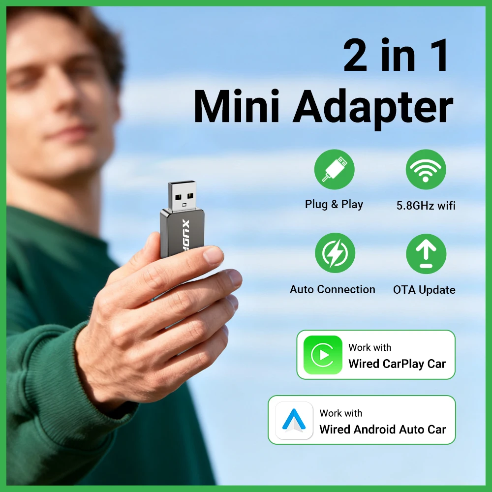 

XUDA AndroidAuto Wireless Carplay Type-c USB Bluetooth Wi-Fi Plug and Play 2в1 Dongle для Buick Cadillac Chery VW Toyota Nissan
