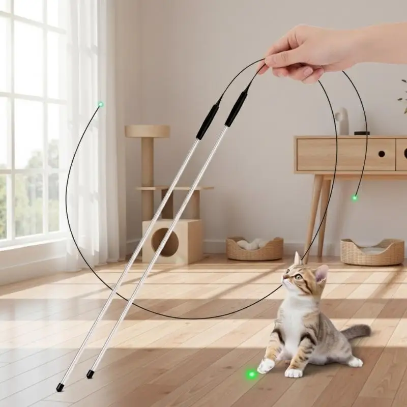 48cm Ultra Long LED Laser Cat Teaser Stick Premium Interactive Wand for Indoor Pet Entertainment