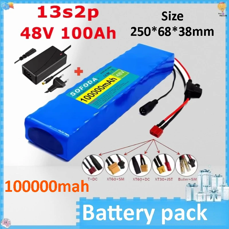 

13S2P 48V 100Ah High Power 18650 Battery for Electric Vehicle Electric Motorcycle DIY Battery + Charger