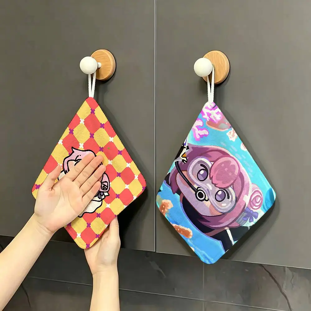 D-Doro Cute N-NIKKES Polyester Cotton Hand Wiping Towel, Hanging Design, Durable for Household Restaurant Toilet Use