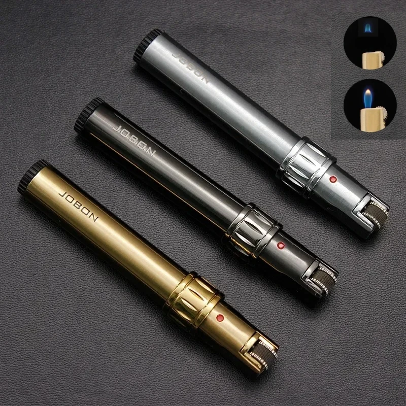 2026 JOBON Metal Torch Lighter Floating Flame Butane Refillable Grinding Wheel Ignition - Windproof Smoking Gift for Outdoor BBQ