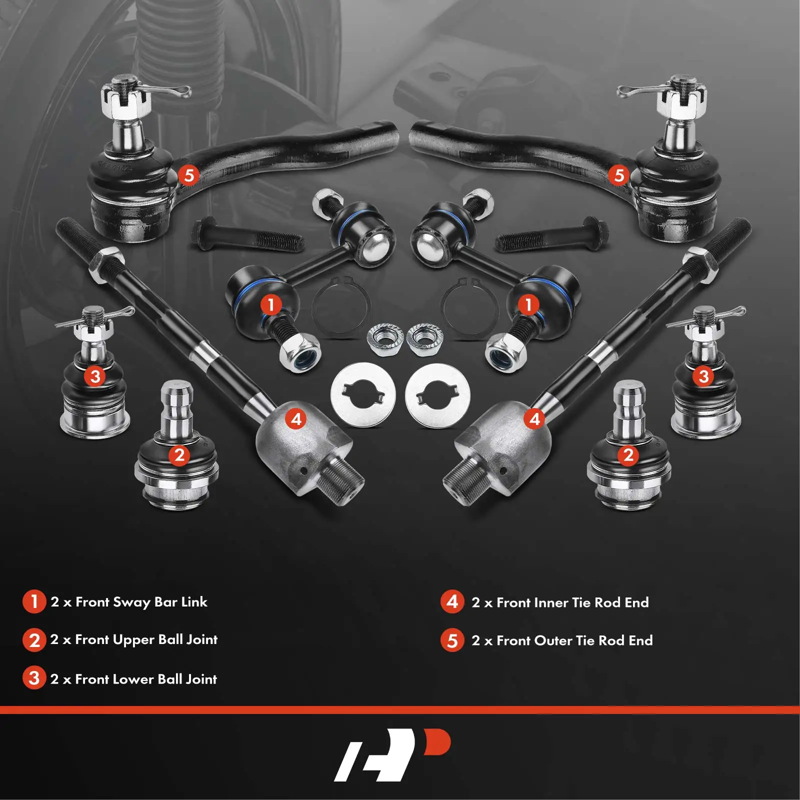 A-Premium 10x Front Control Arm Sway Bar Link Tie Rod End & Ball Joint for Nissan Titan 2004-2015 Armada 2005-2015 Infiniti QX56