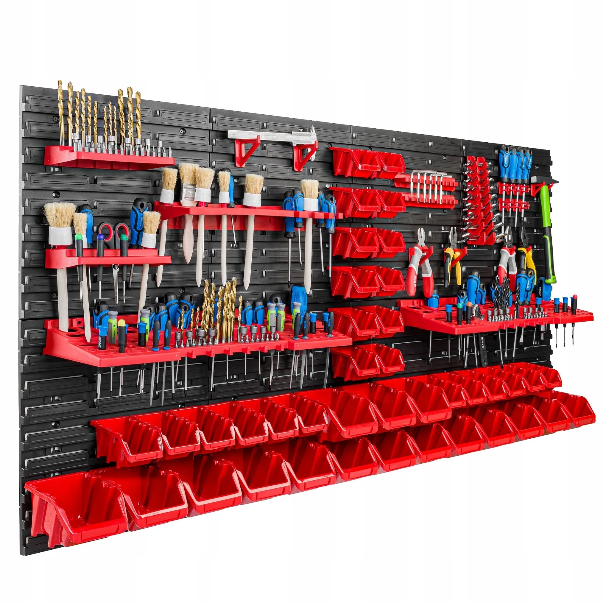 Wall Mounted Plastic Storage Bins Pegboard Garage Tool Organizer and Tool Holders  Tool Board 156x78 cm Wall Garage Bookcase