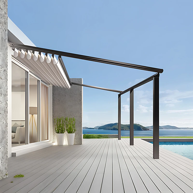 

Outdoor Electric Folding Canopy - Retractable Rain/Sun Shelter for Villas, Courtyards, Terraces & Shops