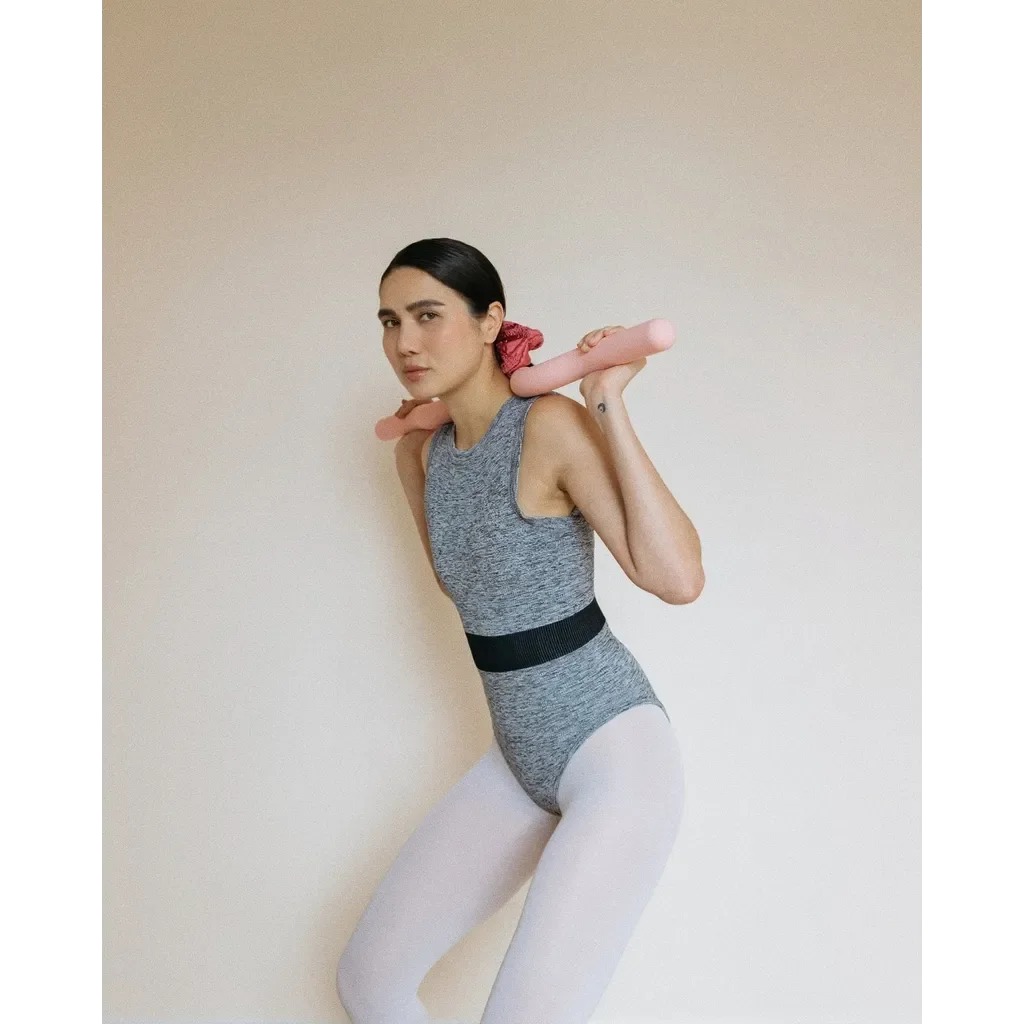 Equipo de gimnasio de 15 libras, pesas de Pilates, barra de hierro con mancuerna de haz de silicona para entrenamiento y ejercicio