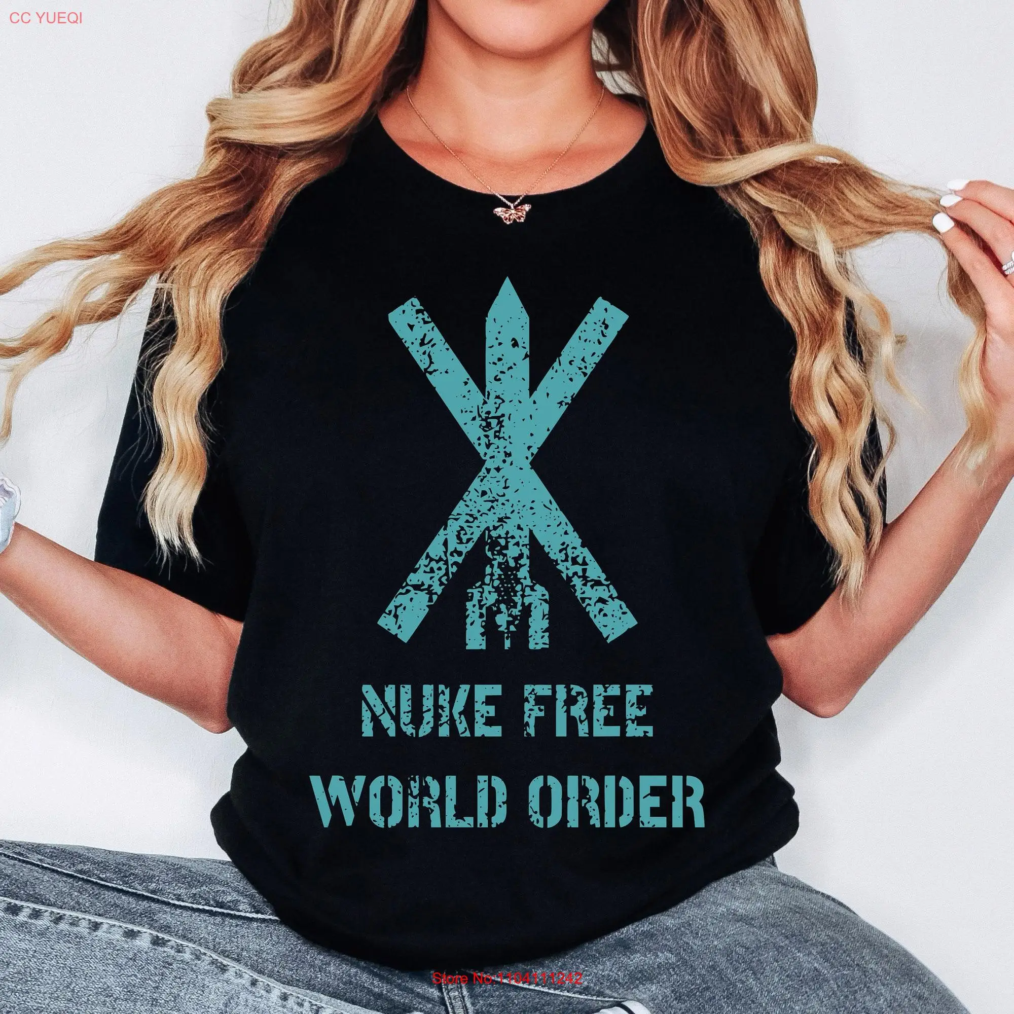 Nuke Free World Order Missile Statement Softstyle T Shirt long or short sleeves