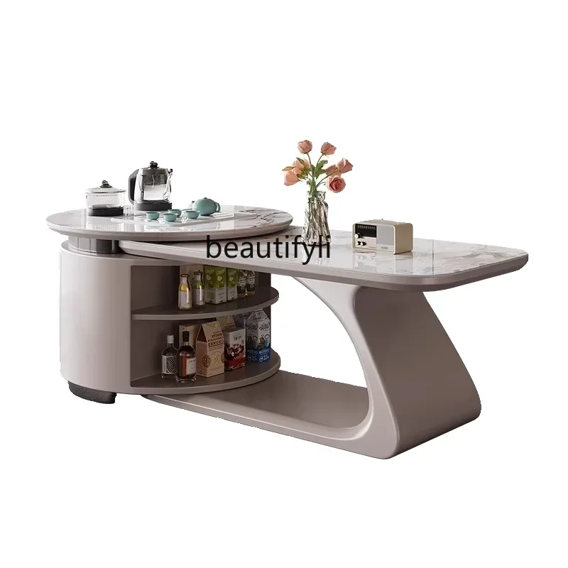 

Modern Kung Fu Coffee Table Tea Table Kettle Integrated Rectangular Home Living Room Small Apartment Retractable Stone Plate