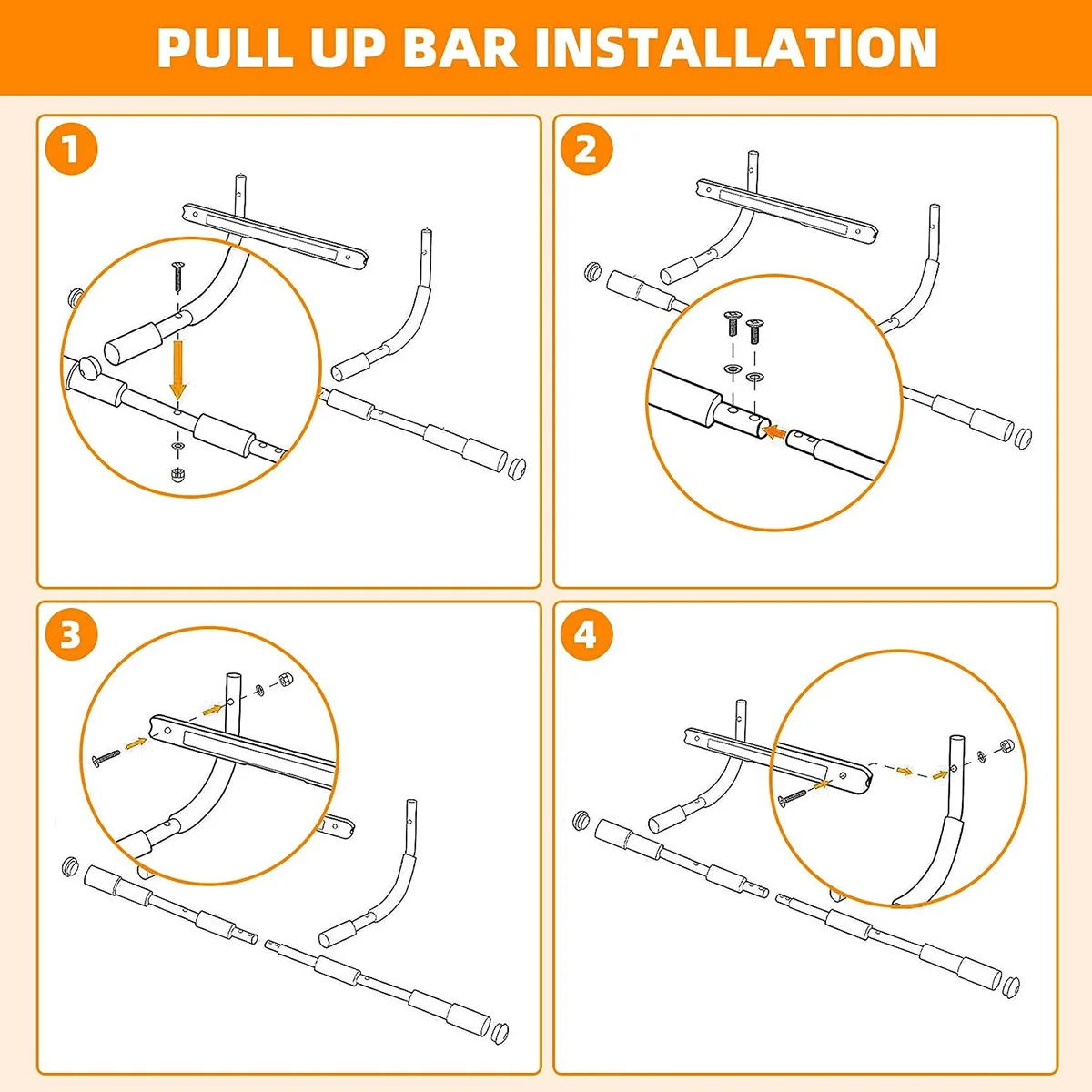 Pull-Up Bar Heavy Duty Simple Doorway Horizontal Bars Trainer for Home Gym Adjustable Alloy Steel Upper Body Fitness Equipment