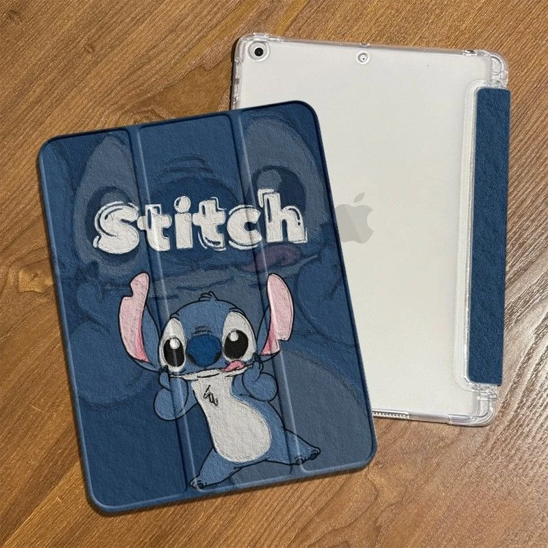 

Мягкий силиконовый чехол Stitch с отсеком для стилуса для Air7 11 дюймов, 11-го поколения, A16, трехсекционный чехол-книжка для 10-го, 9-го поколений, 10.2, 5-го поколения, 9.7, Air1/2, Mini6/7, Mini4/5