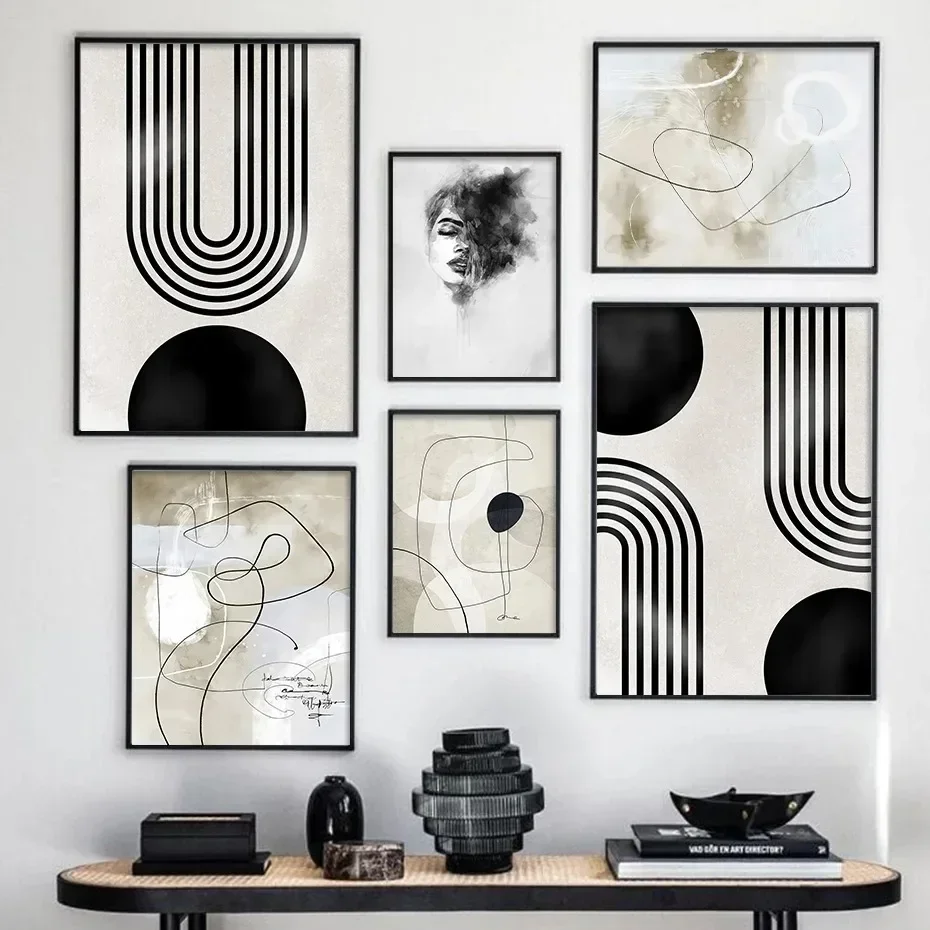Abstrakte geometrische Linie Bogen Mitte des Jahrhunderts minimalistische Wand Kunstdruck Leinwand Malerei Poster für Wohnzimmer moderne Wohnkultur
