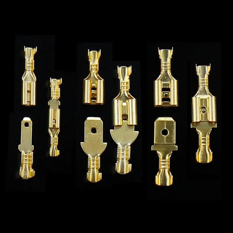 Gold Plated Crimp Wire Terminal Kit Assorted Specifications with Insulating Sleeve for Industrial Wiring Projects