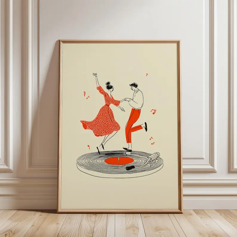1 unidade Pôster de Música Vintage em Tela, Sem Moldura, com Estampa de Arte Floral Retrô de Toca-Discos e Cassete, Decoração de Parede para Sala de E