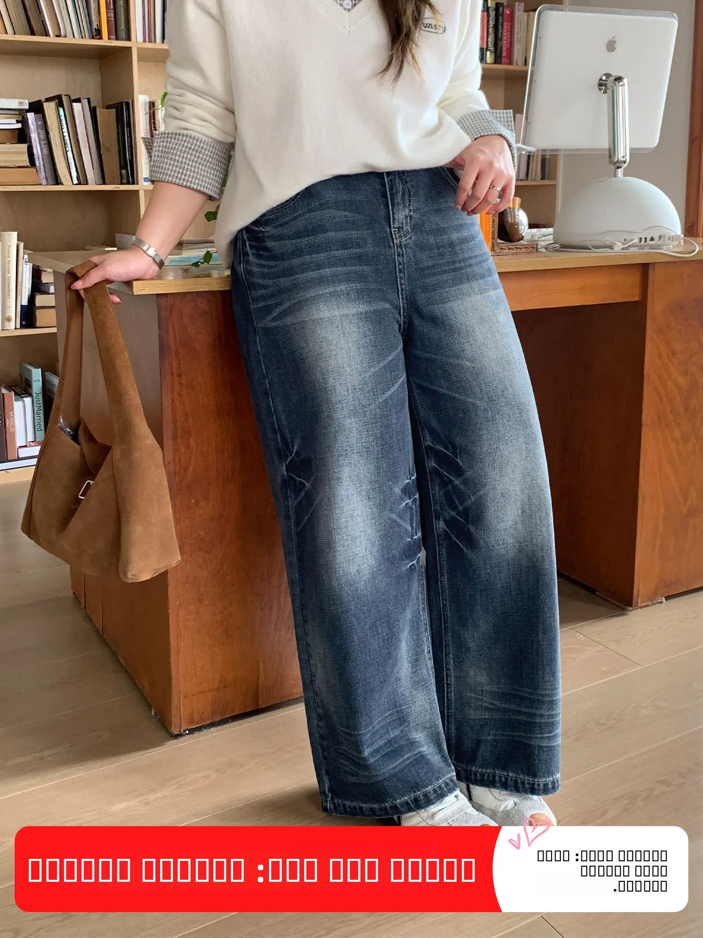 

Джинсы YUZI с высокой талией и широкими штанинами, ретро-стиль, из хлопка, больших размеров, женские, модные, удобные, свободного кроя, в пол