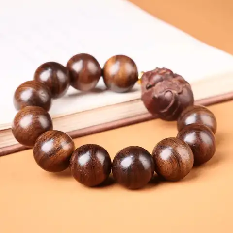 Men Fashion Strand Bracelets Natural Wood Beads Handmade Wooden Buddhist Mala Bracelet