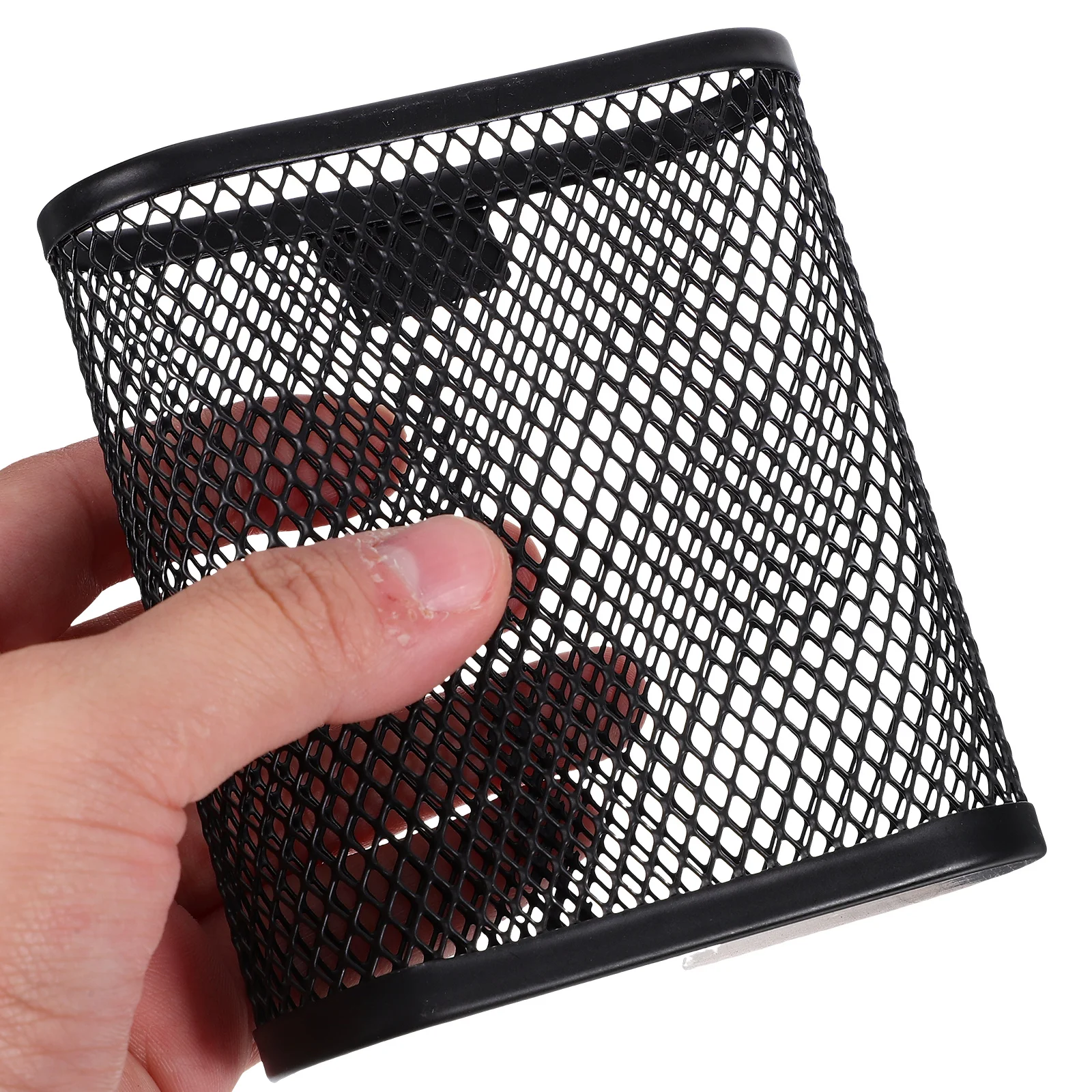 

1pc Metal Mesh Pen Holder For Desk Office Supplies Large Capacity Non-Slip Pen Organizer Case For Home School Office Storage