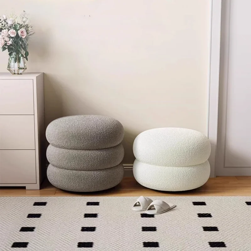 

Stools Nimble Cream Wind Living Room Round Stool Sofa Stool Change Shoe Chair Seat Pier Footrest Ottoman Home Furniture Dressing