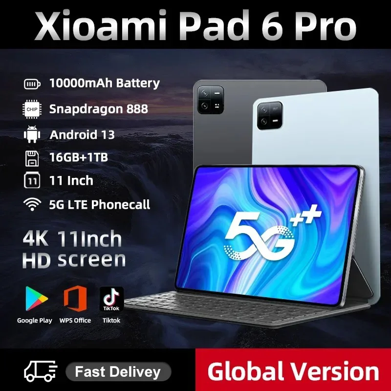 

2024 Global Version Xioami Pad 6 Pro Tablet PC 10.1Inch Android 13 Snapdragon 888 16GB+1TB 10000mAh 5G Dual SIM WiFi Pad