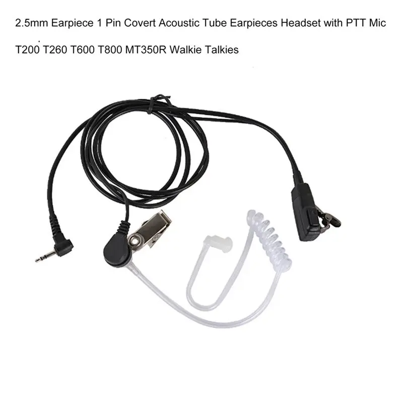 A52T 2X Walkie Talkie 2.5Mm Earpiece 1 Pin Covert Acoustic Tube Earpieces Headset With PTT Mic For Motorola Talkabout MH230R