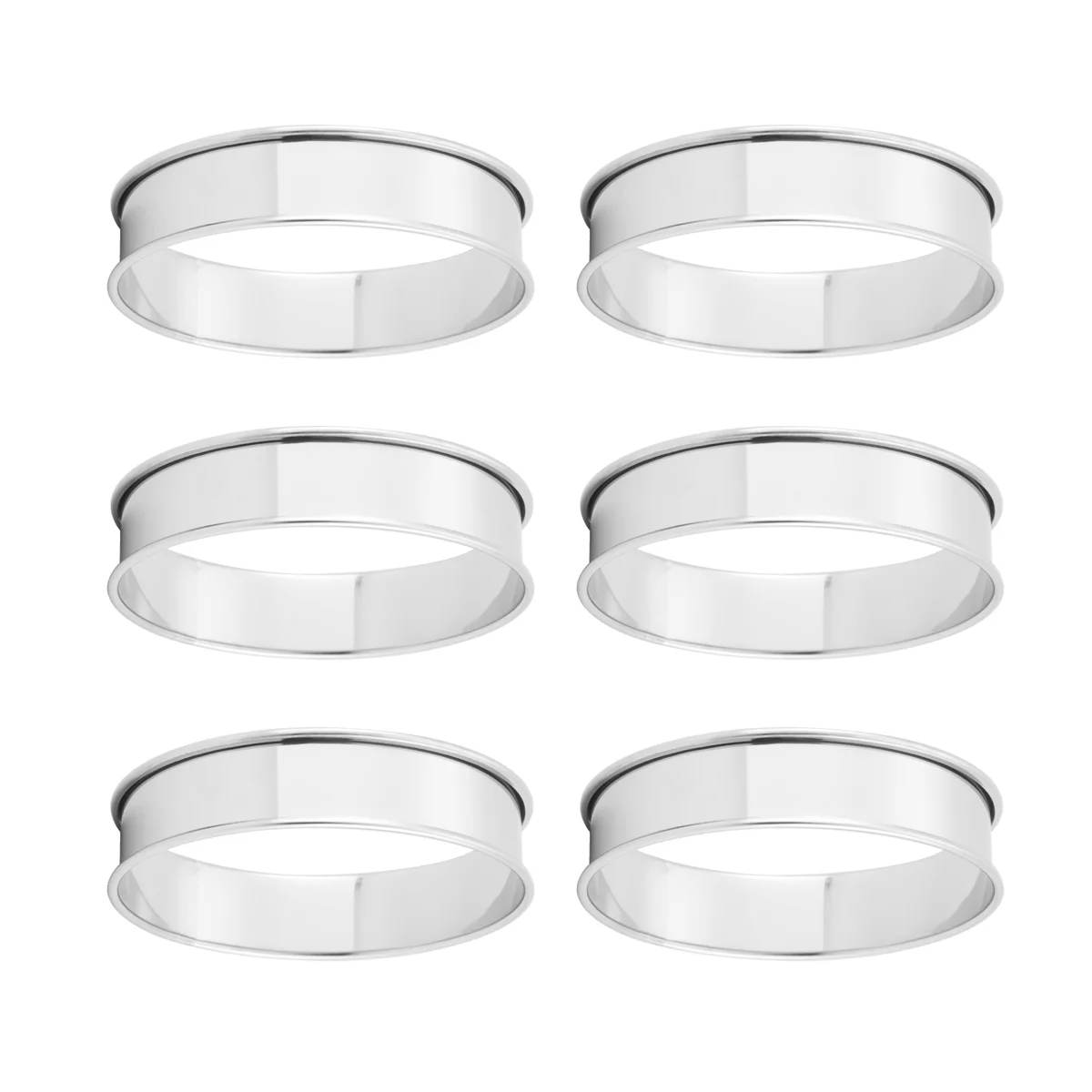 6 Pack 4 Inch Double Rolled English Muffin Rings, Stainless Steel Crumpet Rings, Tart Rings, Round