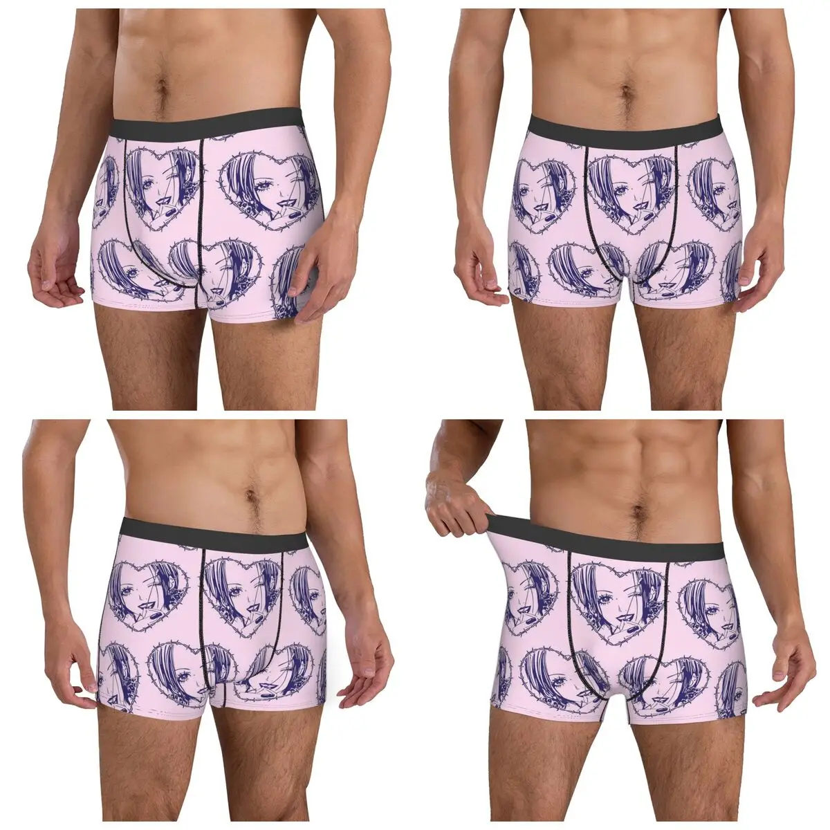 Boxer Underpants Shorts Nana Osaki Barbed Wire Heart Spread Panties Men Breathable Underwear for Homme Man Boyfriend Gifts