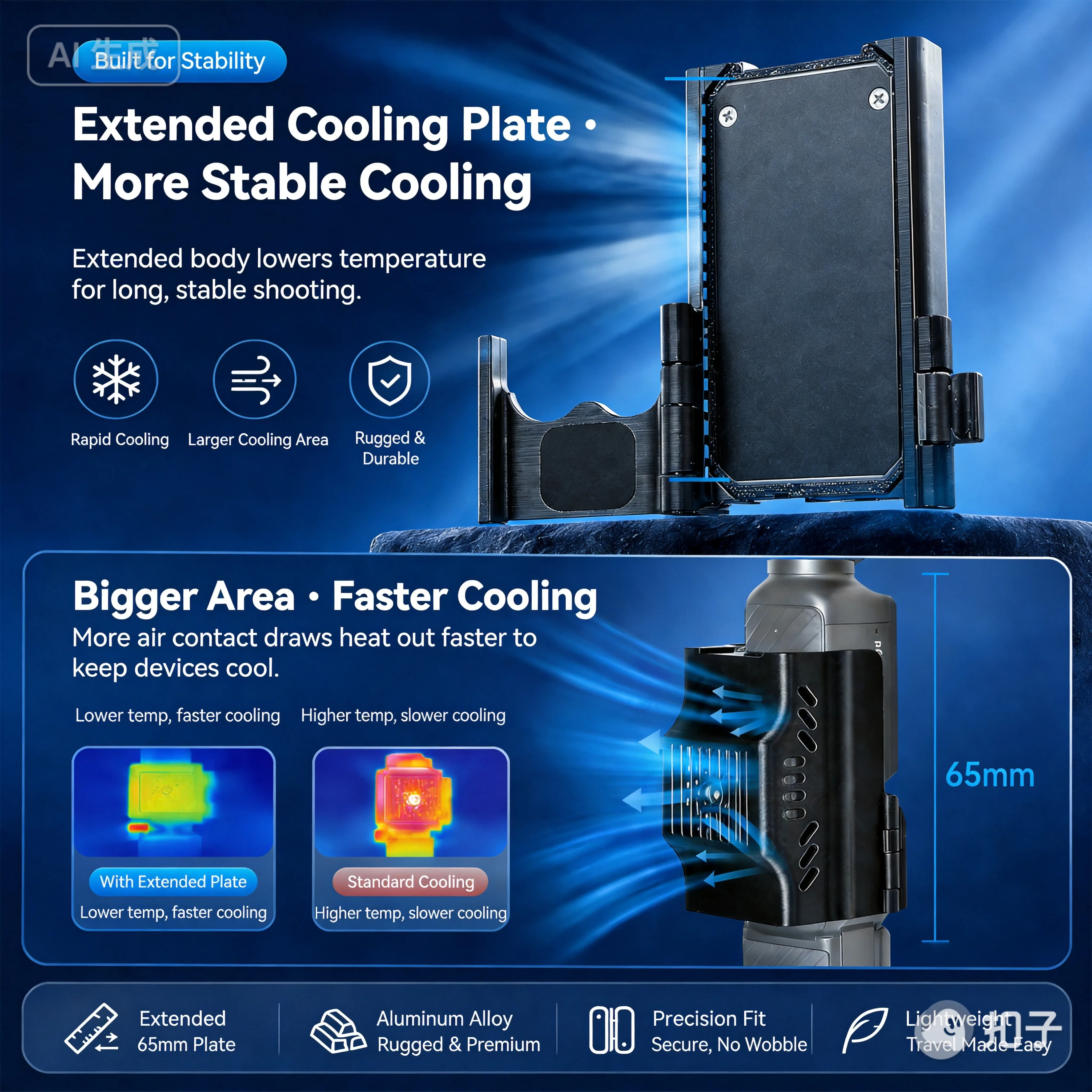 for dji Pocket 4Pro/4/3 Semiconductor Cooling Fan Quick Heat Dissipation 4500RPM Quiet 42dB Type C Powered Quick Release