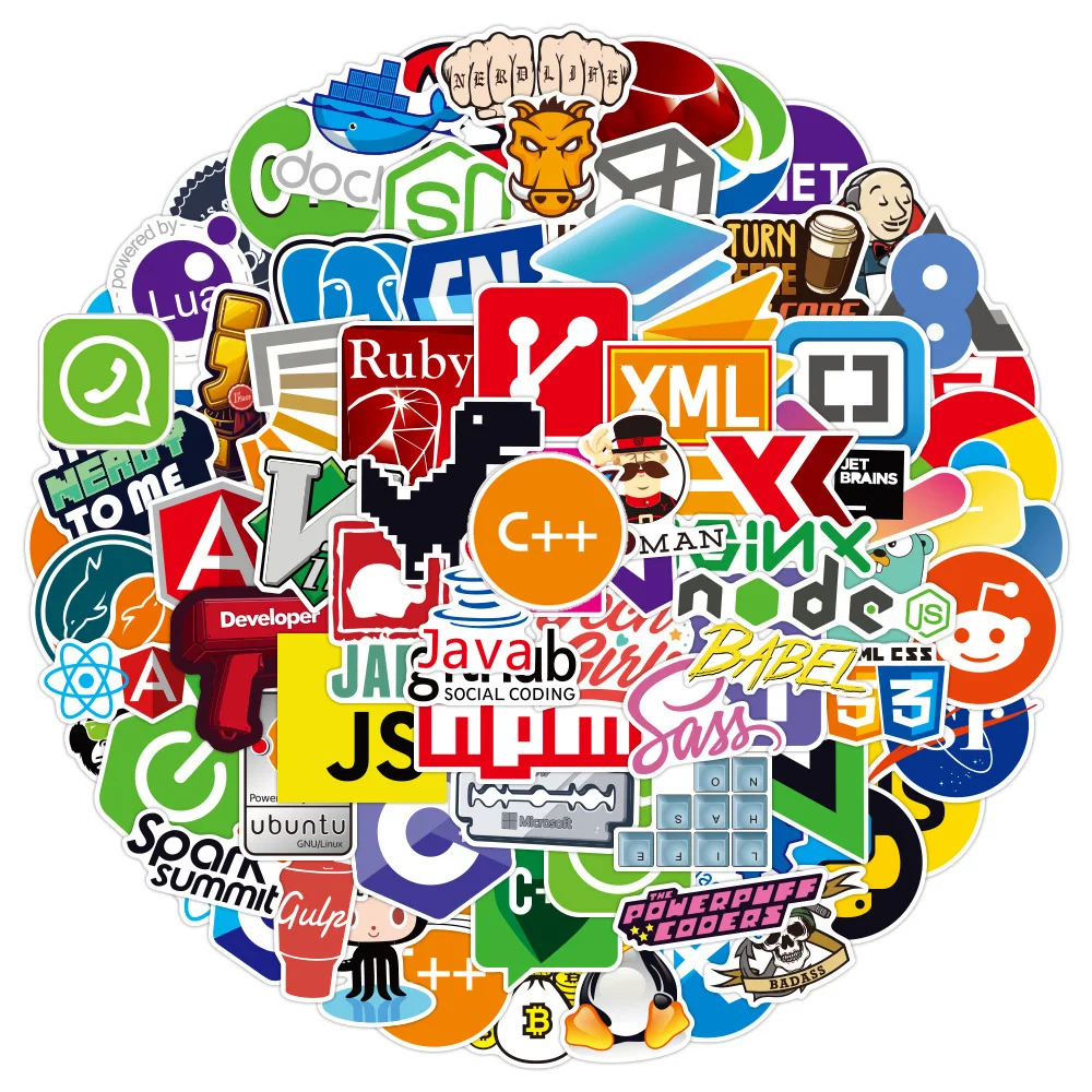 10/30/50/100 قطعة مضحك البرمجة الكتابة على الجدران ملصقات المهوس جافا Php الكرتون الشارات حقيبة الكمبيوتر المحمول الهاتف الكلاسيكية الاطفال لعبة ملصق #1