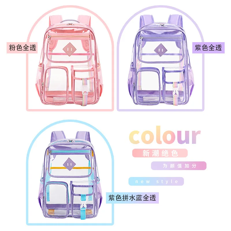 Transparent Shoulder Bag PVC Waterproof Large Capacity Students Schoolbag Fashion Women Backpack Summer Beach Travel Backpacks