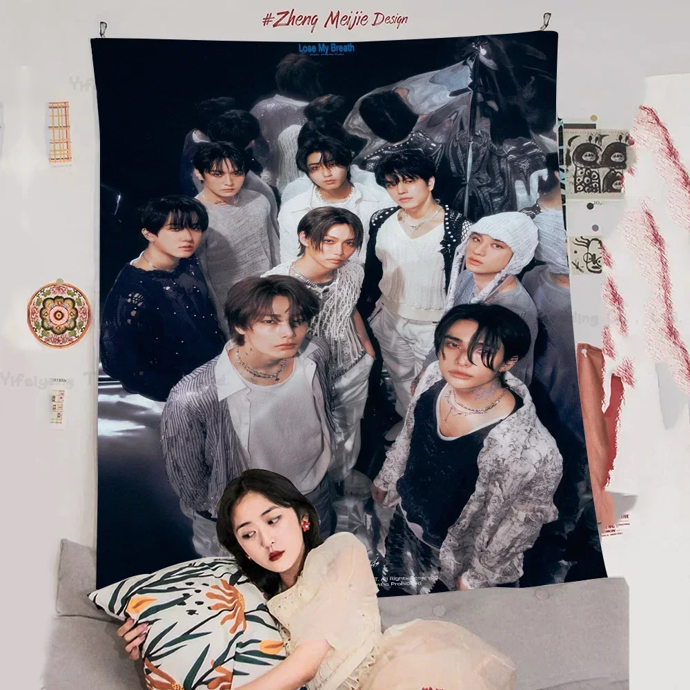 

Kpop S-Stray K-Kids Colorful Tapestry Wall Hanging Hippie Flower Wall Carpets Dorm Decor Wall Art Decor